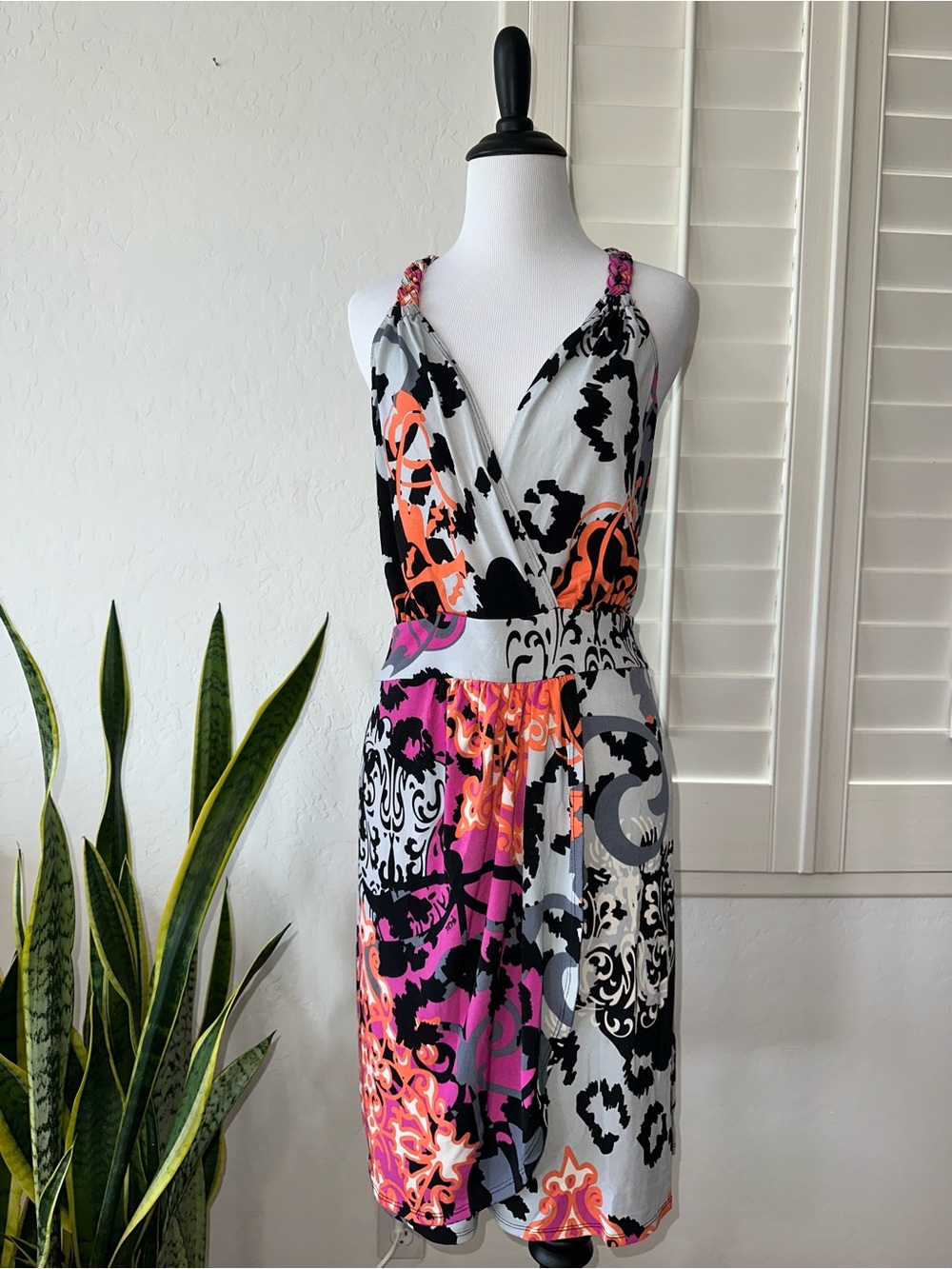 HALE BOB SIZE L~CROSS SKIRT & TANK TOP STRETCH DRESS BRAIDED RACER BRA STRAP